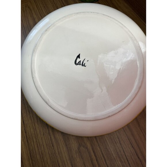 Vintage Cali Ceramic Chips & Dip Plate Set With Pepper Design & Yellow Zigzag Pa - Picture 5 of 6